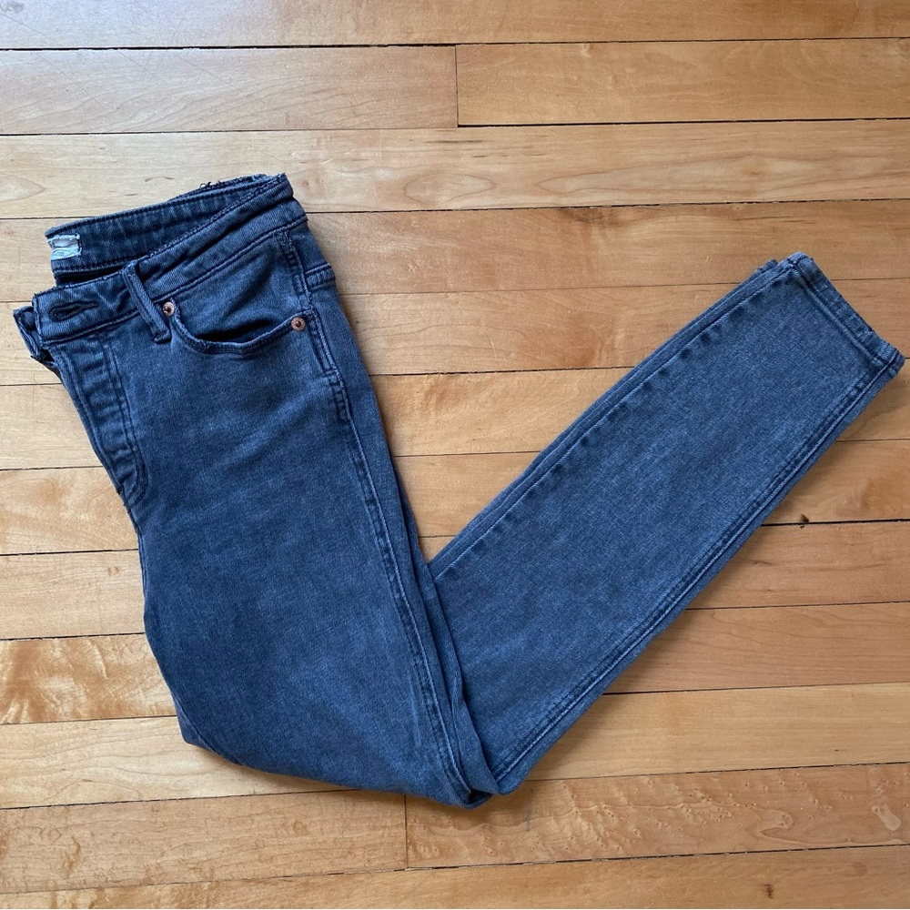 Free People denim jeans size 26 black grey wash skinny jean